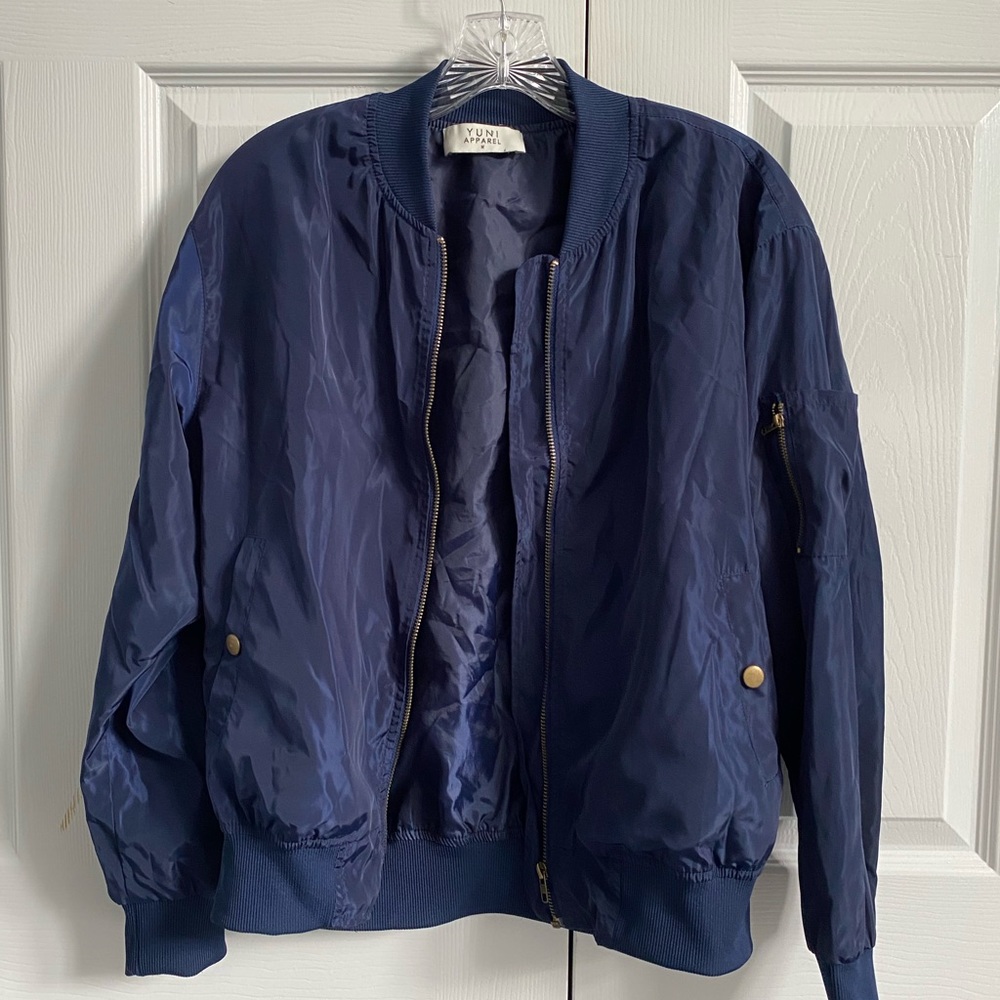 Yuni apparel blue bomber jacket